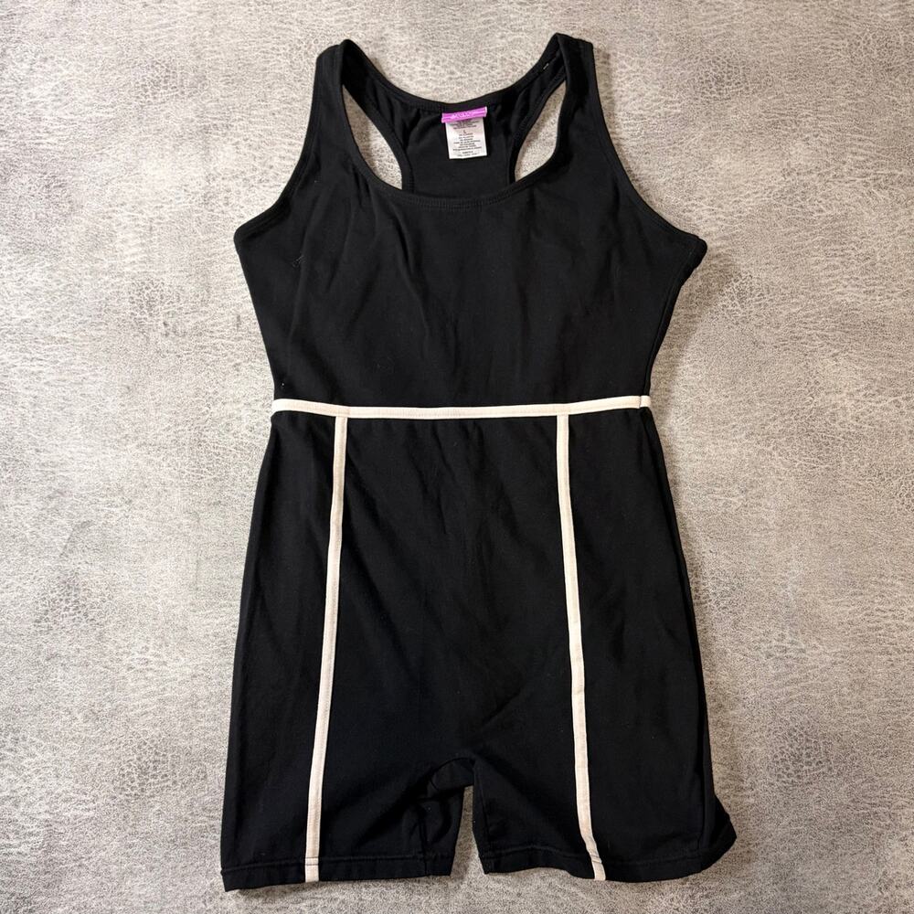 Vintage Black Athletic Contrast Romper